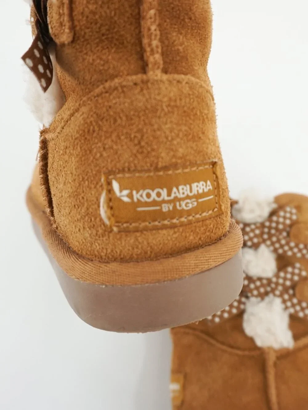 Koolaburra By Uggs Brown Suede Boots Girl Size 13 Chestnut Fur Bow Victoria